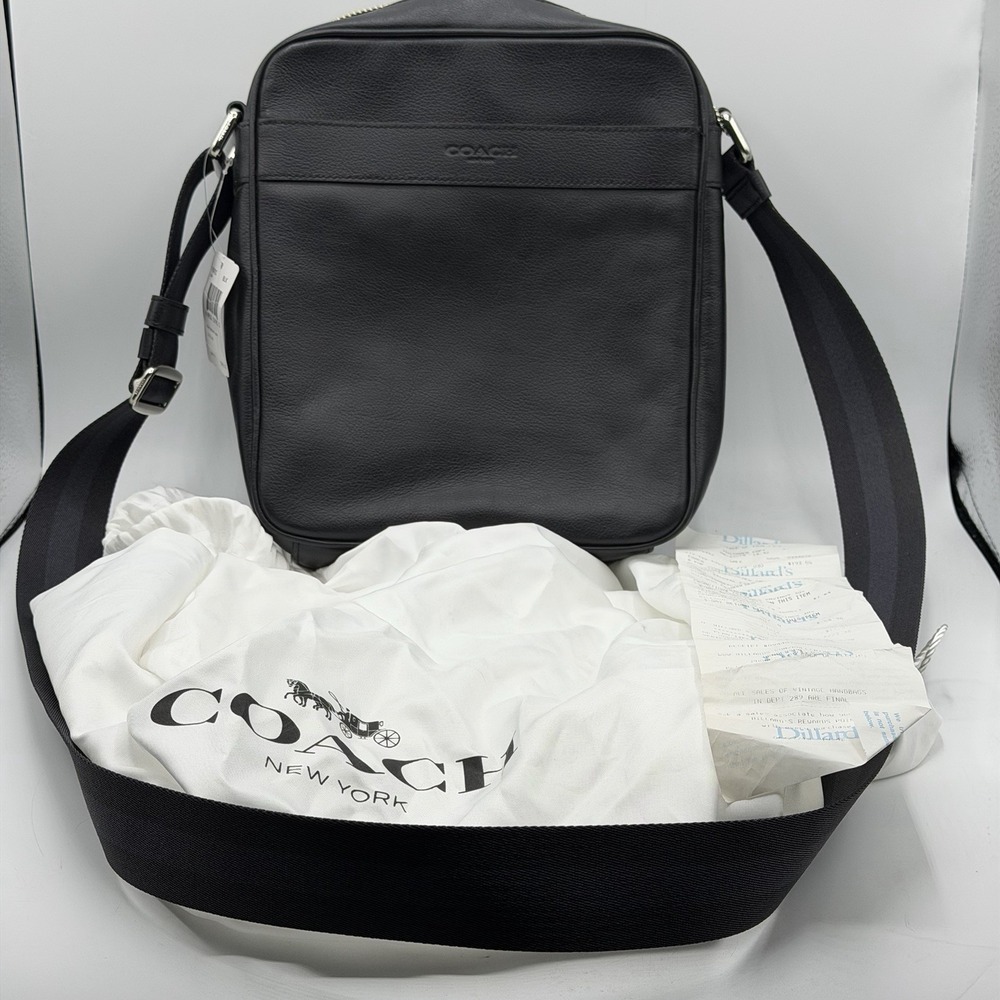COACH Men's Flight Bag Smooth Leather Bag Midnight Black F54782 - Brand New READ